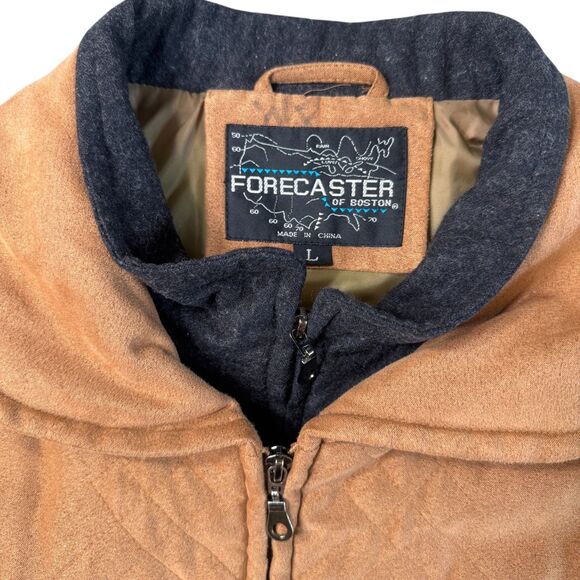 VTG Forecaster of Boston Quilted Barn Jacket Coat Men's Large Brown Faux Suede - Picture 3 of 15